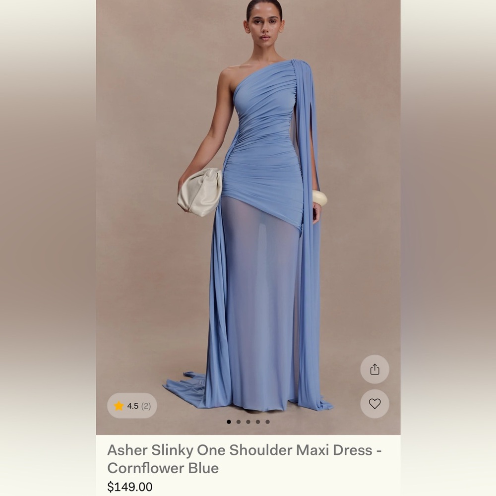 Slinky One Shoulder Maxi Dress - Cornflower Blue